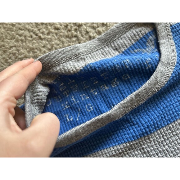 American Eagle Shirt Mens LARGE Long Sleeve Gray  Blue Waffle Knit - Picture 3 of 5
